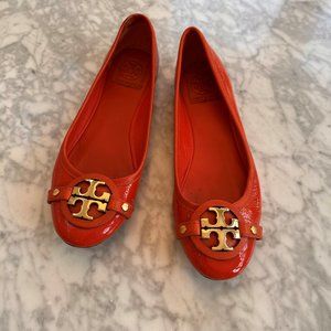 Tory Burch Orange Logo Flats - 8M